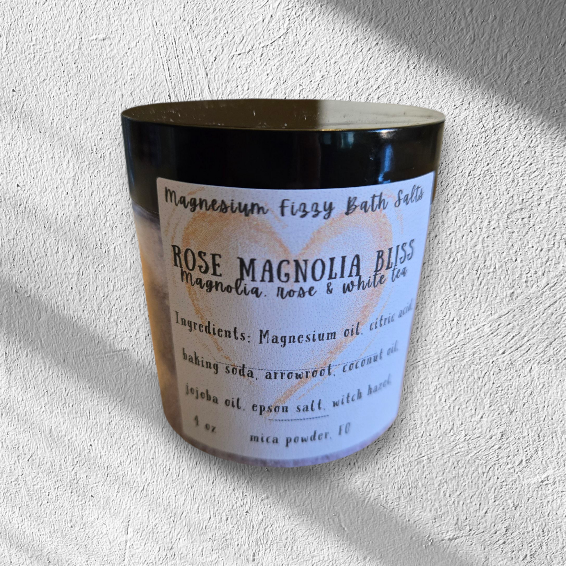 Magnesium fizzy bath salts-4oz Magnolia Rose Bliss