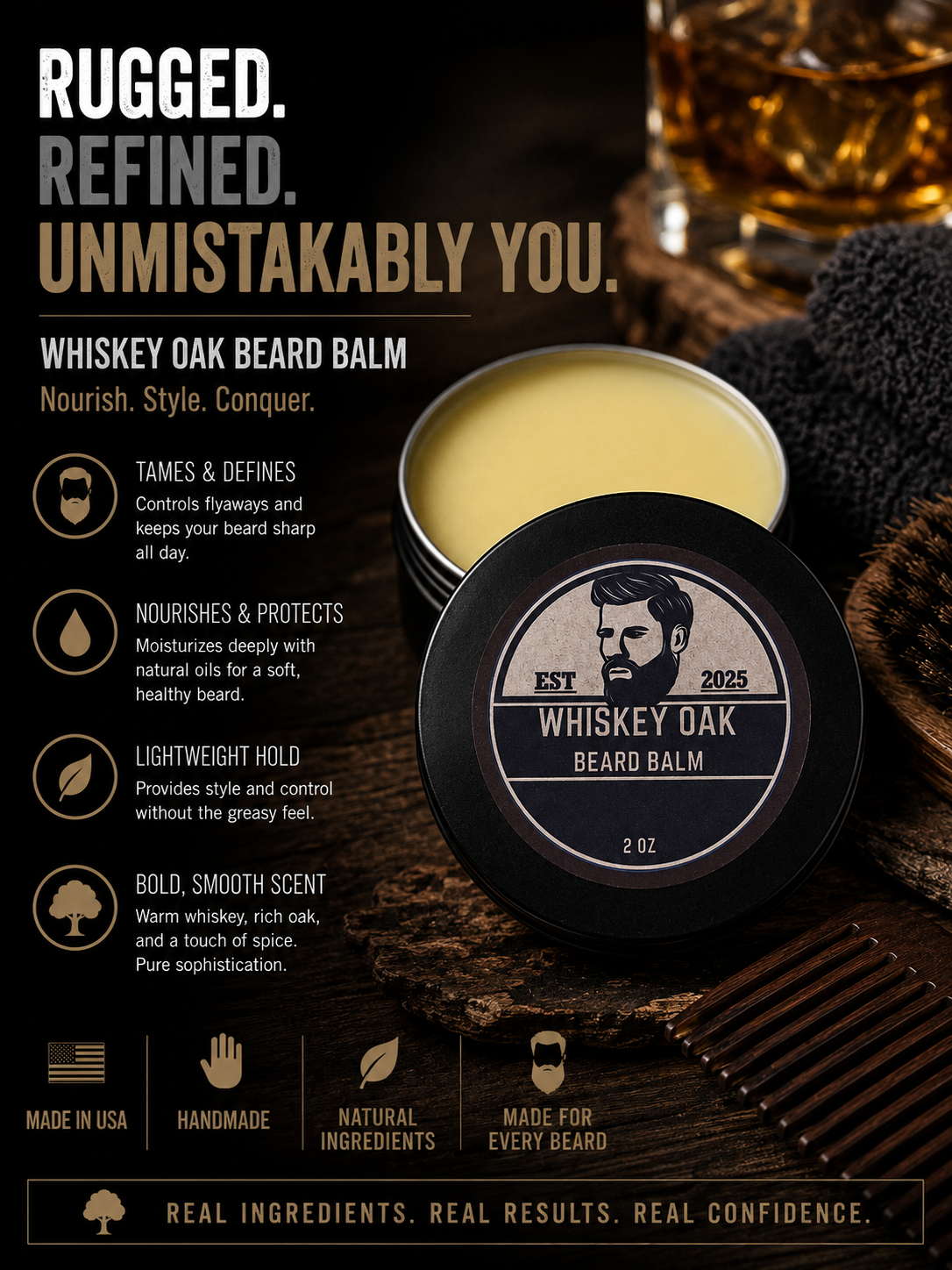 Beard Balm- Whiskey Oak