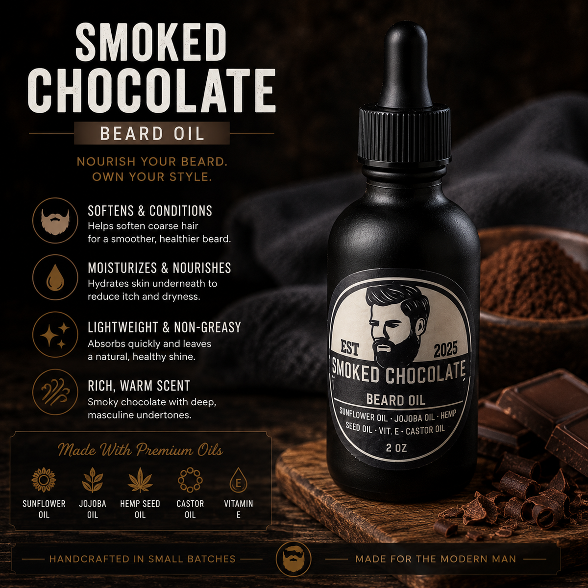 Beard oil-Smoked Chocolate