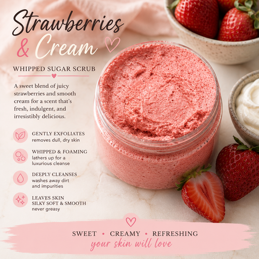 Whipped foaming sugar scrub-Strawberries & Cream